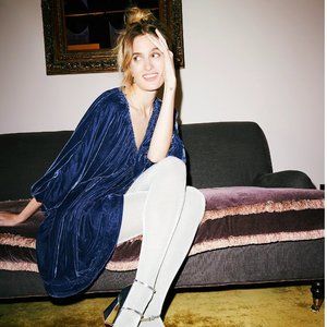 Free People Portia Velvet Mini, Midnight Rain, Size M, NWT